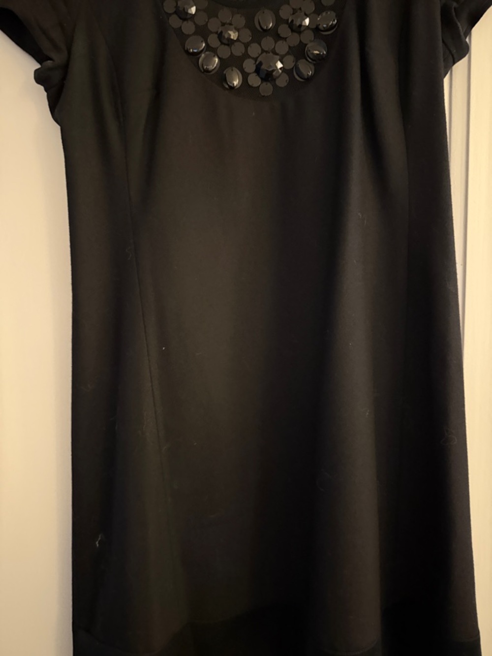 Rebecca Taylor Black Shift Dress with Sequin Neckline